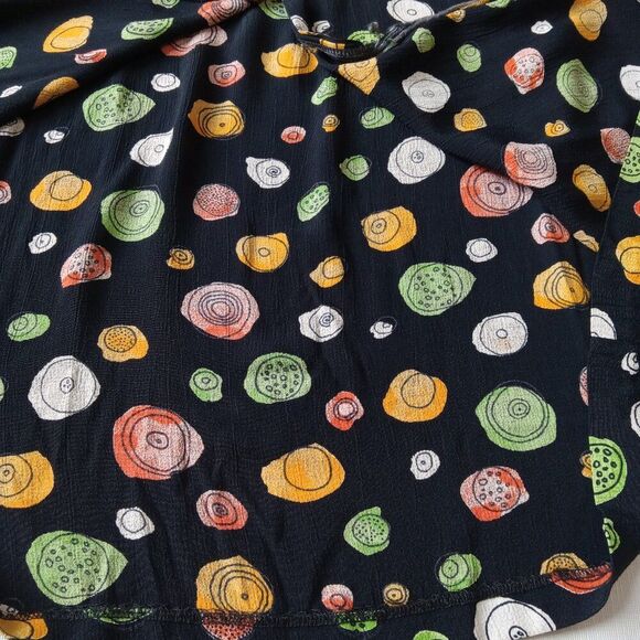 Vintage Mosaic Woman Black & Multicolor Fruit Print Plus Size Midi Length Skirt - Picture 10 of 12